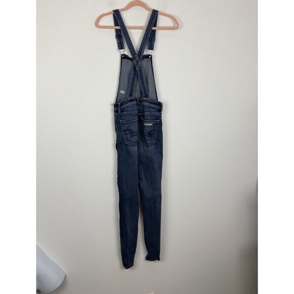 American Eagle Super Stretch X Jegging Overalls Women's Size 4 Reg Distressed - Picture 4 of 5